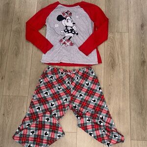 Disney Minnie Mouse Women’s Red and Gray Pajama Set